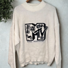 MTV Sweater Cable Knit 1989 Music Grunge Vintage White Sz. XL