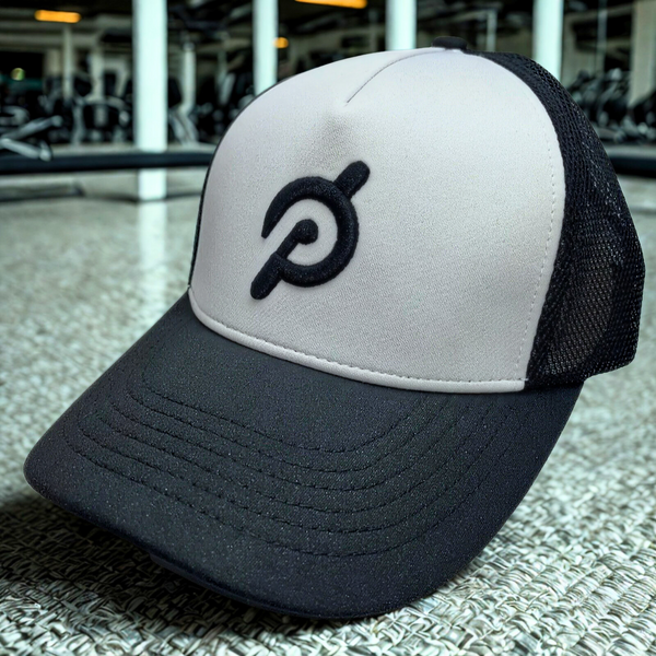 Peloton Adjustable Workout Logo Unisex Adult White Black Mesh Snapback Hat Cap