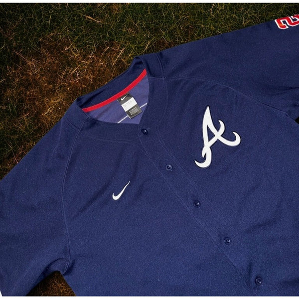 Atlanta Braves Jason Heyward #22 Nike MLB Baseball Jersey Men's L Vintage Navy