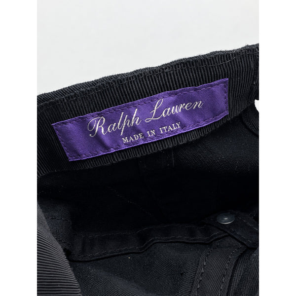 Ralph Lauren Purple Label Cotton Leather Ball Cap Black Made Italy Rare Luxury