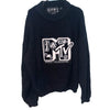 MTV Sweater Cable Knit 1989 Music Grunge Vintage Black Sz. XL