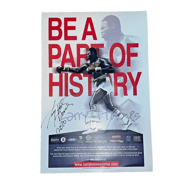 Larry Holmes “Be A Part Of History” Statue Poster Signed Peace 2010 Inscription