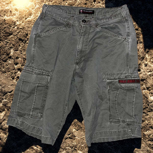 Polo Jeans Co Ralph Lauren Cargo Shorts 29 Freighter Gray Y2K Gorpcore