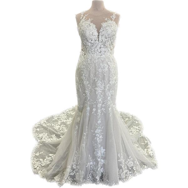 Oxford PA1199 Sz. 16 Ivory Fit & Flare Beautiful Sleeveless Scalloped (Sample)