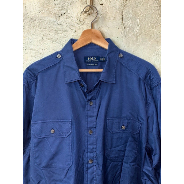 Polo Ralph Lauren Featherweight Twill Utility Shirt Mens 2XL Blue Button Up