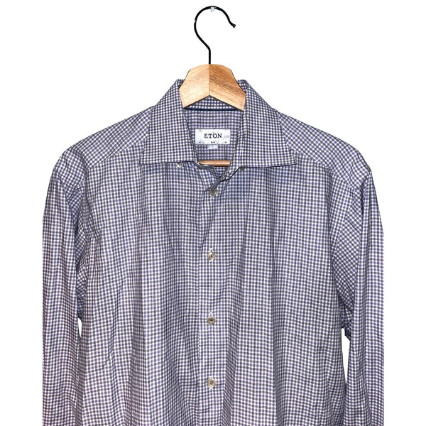 ETON Slim Button Down Dress Shirt Spread Collar Check 16 41 L