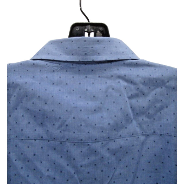 David Donahue Heathered Dobby Fusion Shirt Poplin Denim Blue Men's 17.5 XL