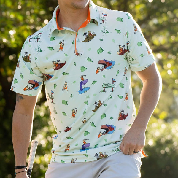 RSVLTS Flintstones Loyal Order of Dinosaurs Golf Polo XL Breakfast Balls NWOT