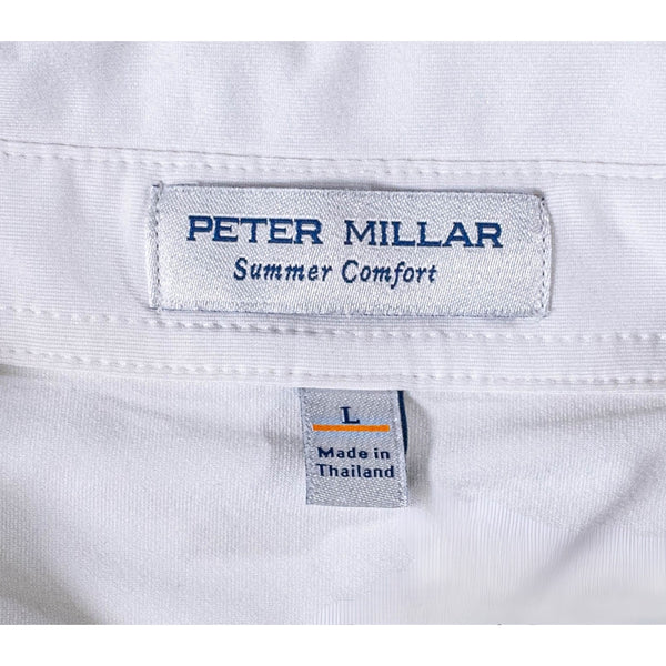 Peter Millar Summer Comfort CNBC Polo Shirt White Performance Golf Large NWOT
