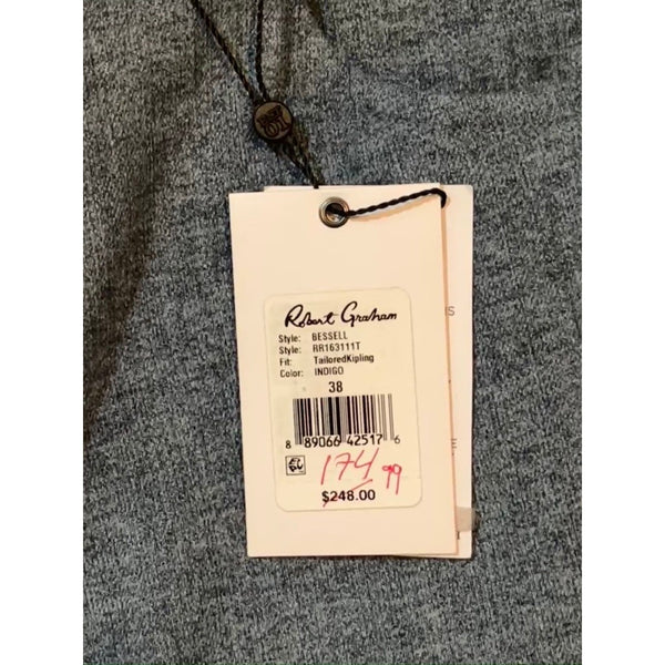 Robert Graham Bessel Kipling Indigo Pants Mens 38x35 Tailored Stretch NWT