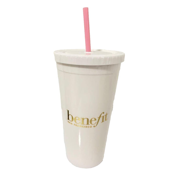 Benefit Kiss Tints 2020 Tumbler Soda Drink Straw Hard Plastic Cup White