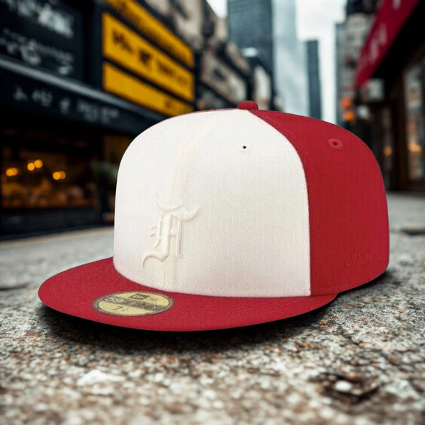 FEAR OF GOD Essentials New Era 59Fifty Fitted Hat Sz. 7 1/8 Red White Rare
