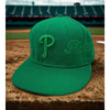Philadelphia Phillies New Era 59FIFTY Fitted Hat 7 3/8 Green Monochrome Y2K MLB