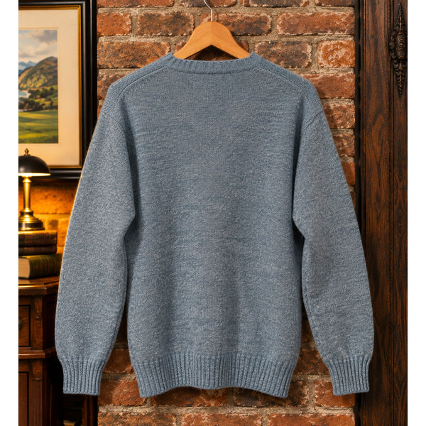 Ben Silver Vintage Shetland Wool Shag Sweater Men's M Blue Melange Scotland NWT