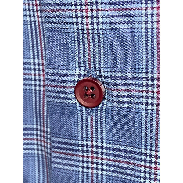 David Donahue Dobby Fine Check Dress Shirt Navy Blue Men's M NWT MSRP $165