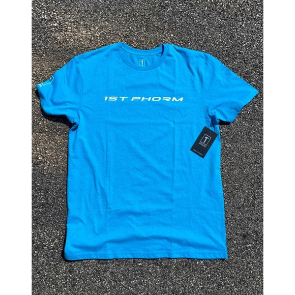 1st Phorm Logo Graphic T Shirt Mens Large Blue Fitness Gym Training Tee NWT