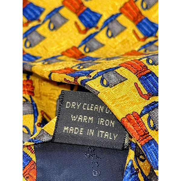 Ermenegildo Zegna 100% Silk Tie Coffee Pattern Made in Italy