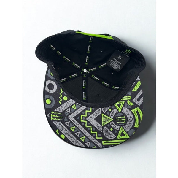 Monster Energy Snapback Hat Black Green Logo Cap Rare Underbrim Print OSFM