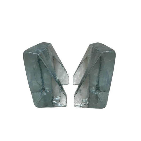 BLENKO by Wayne Husted Sculptural Wedge Bookends MCM Art Glass Glows