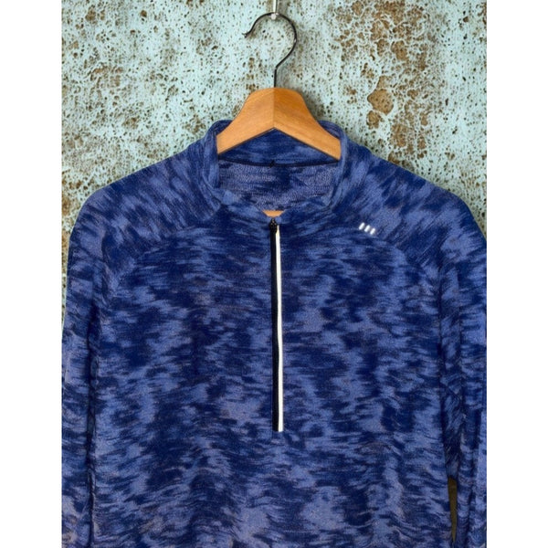 Lululemon Surge Warm Half Zip Pullover Blue Camo Rulu Running Gym Mens XL