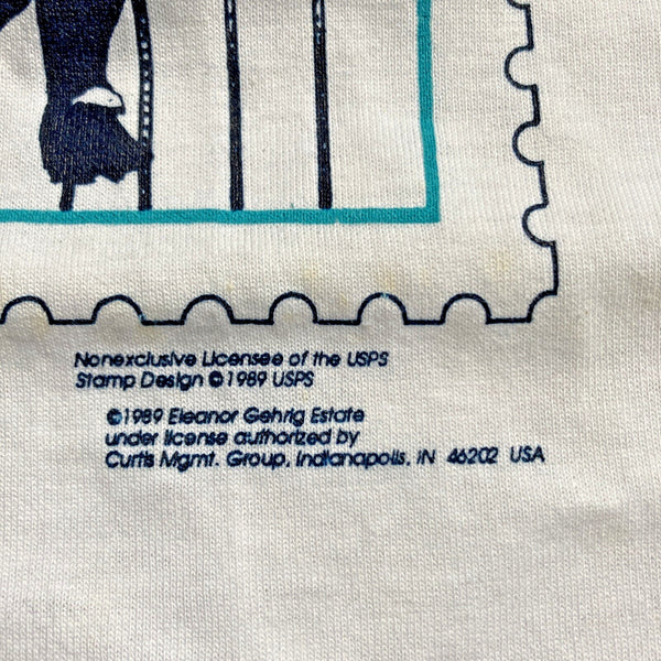 Lou Gehrig New York Yankees USPS Stamp Tee Screen Stars USA L Vintage 1989