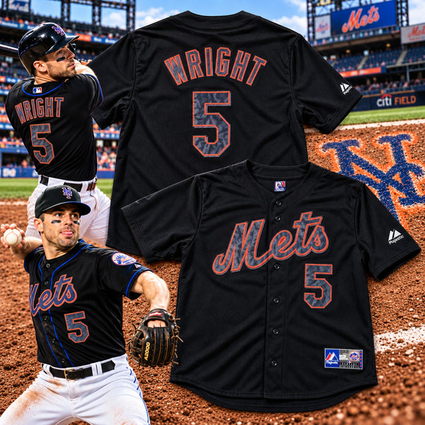 New York Mets David Wright #5 Majestic Black Alt Jersey USA Made Sz. M Rare