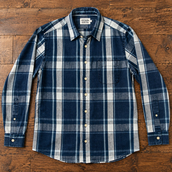 Taylor Stitch x Stetson California Shirt Sz. 2XL 46 Indigo Plaid Organic Cotton