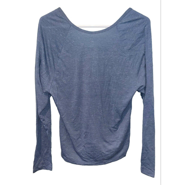 Victorias Secret Sport Blue Strappy Long Sleeve Criss Cross Back Athletic T Sz S