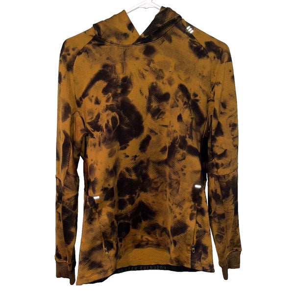 Lululemon Mens M Textured Tech Hoodie Diamond Dye Gold Spice Black Pullover