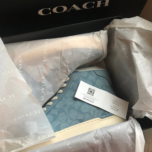 Coach Clip High Top Sneakers CH088 Signature Chambray Men’s Sz 10D NIB