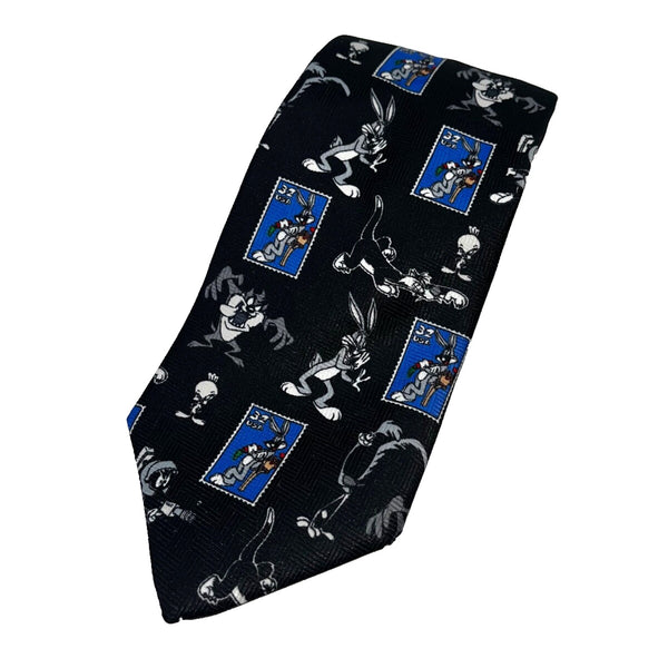 Looney Tunes USPS Stamp Collection Bugs Taz Tweety Marvin Novelty Tie 1997 Vtg