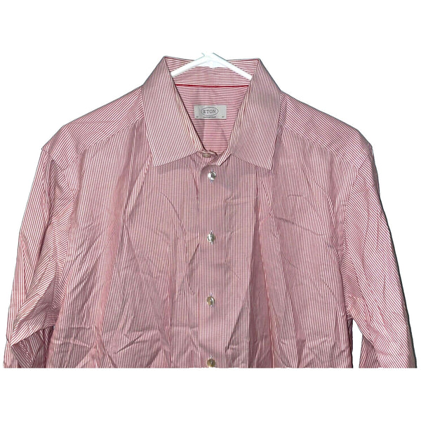 ETON Slim Button Down Dress Shirt Spread Collar Striped 17 43