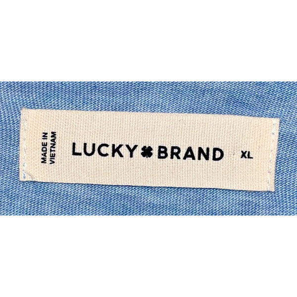 Lucky Brand Tencel Jersey Shirt Mens XL Blue Button Up Long Sleeve