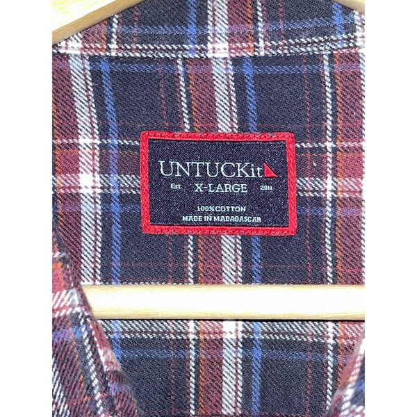 UNTUCKit Hillcot Flannel Plaid Shirt XL Long Sleeve Casual Button Front 40707