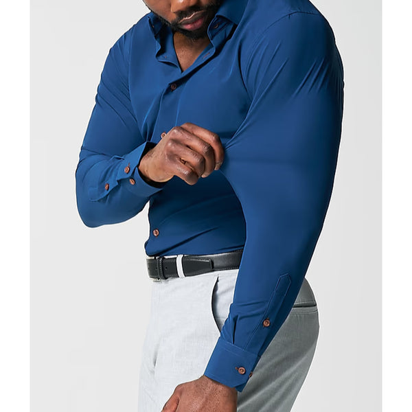 State & Liberty The Howard Navy Athletic Fit Dress Shirt Men's Large NWT Stretch