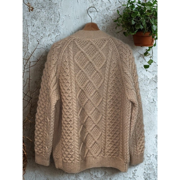 Bonner of Ireland Handknit Wool Cable Knit Aran Fisherman Cardigan Sweater Sz XL