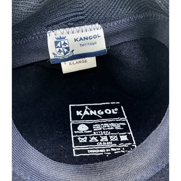 Kangol 504 Wool Earflap Hat Navy XL Classic Flat Felt Cap Mens EUC
