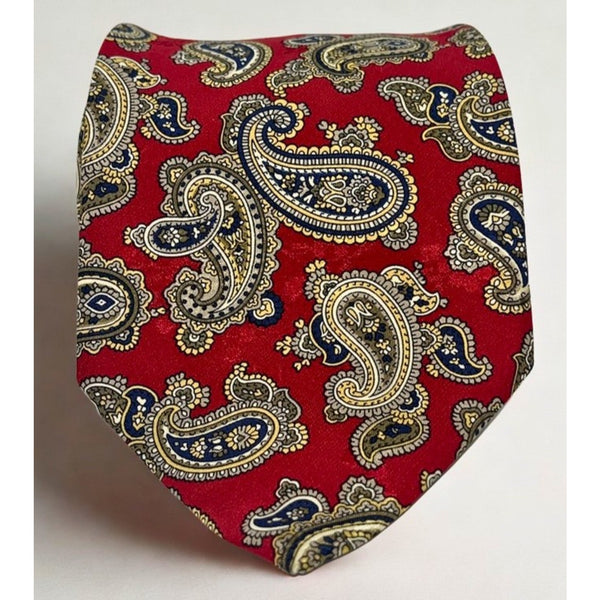 Brioni Silk Tie Red Paisley Handmade Italy Luxury 100% Silk Classic