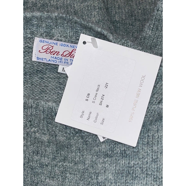 Ben Silver Vintage Shetland Wool Shag Sweater Men's M Blue Melange Scotland NWT