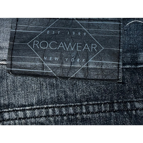 Rocawear Jorts W44 Black Jean Shorts Distressed Ripped Stitch Classic Fit VTG