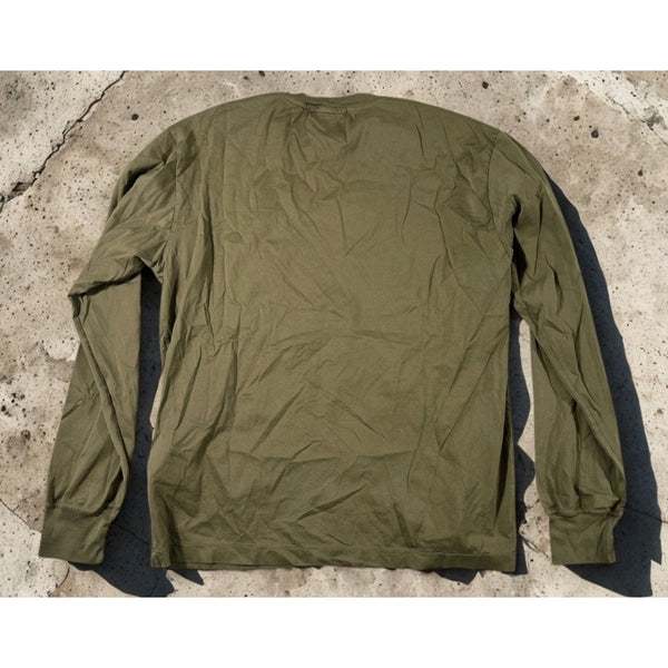 Stone Island Compass Logo Patch Olive Green Long Sleeve T-Shirt Mens L Authentic