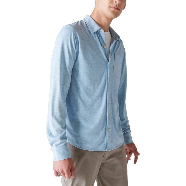 Lucky Brand Tencel Jersey Shirt Mens XL Blue Button Up Long Sleeve
