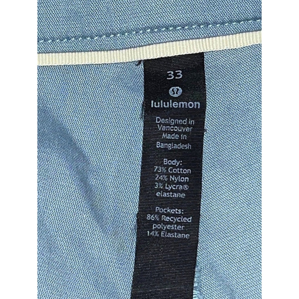 Lululemon Commission Short Chino Relaxed 9" ABC Warpstreme Blue Cast 33 NWOT