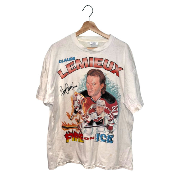 Claude Lemieux New Jersey Devils Caricature T Shirt Sz XL NHL Vintage RARE