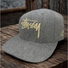 Stussy Wool Snapback Hat Cap Gray Purple Undervisor Big Logo Rare Streetwear