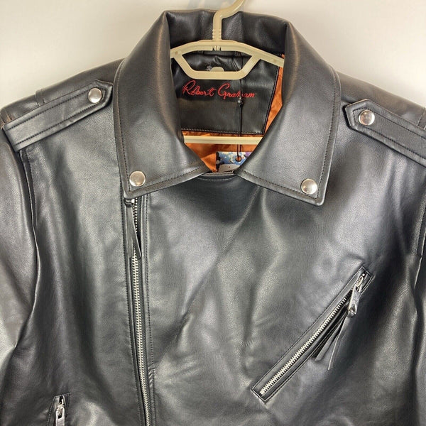 Robert Graham Racer Lined Jacket Black RGF22R86 $268 Zippers Biker Club Size 2XL