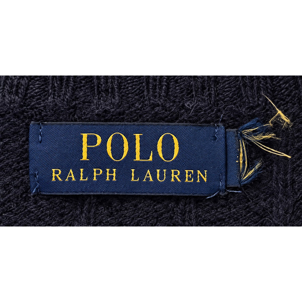 Polo Ralph Lauren Wool Cashmere Cable Knit Crewneck Sweater Men's Large Navy