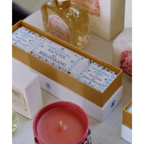Santa Maria Novella Melograno Soap Set 3 Bar Gift Box 100g 200g NIB Italy