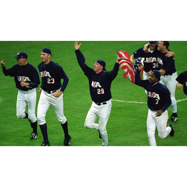 Team USA Baseball Jersey Russell Athletic Navy 2000 Olympics Sz 44 (L) Vintage