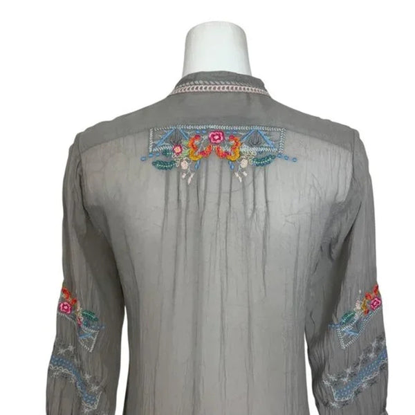 Johnny Was Bethanie Embroidered Rayon Floral Tunic Top Women Size 2XL C28318-4